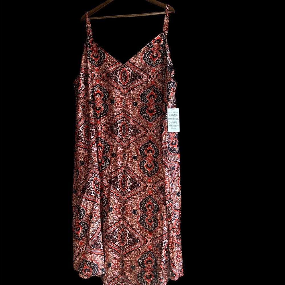 Ellos Orange Black Sleeveless Maxi Dress NWT 3X